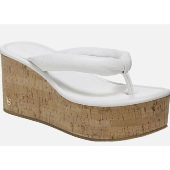 Veronica Beard Geno Cork & Leather White Wedge Sandal NWOB Size 10 - Picture 1 of 10